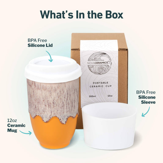 Grapefruit 12oz Ceramic Travel Mug – Reusable & Stylish