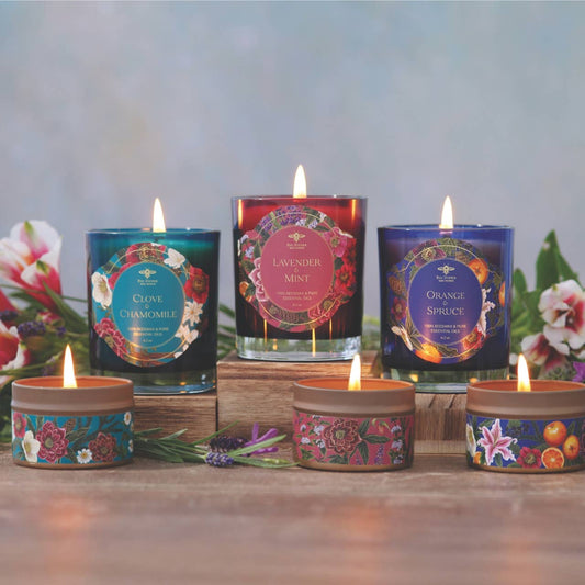 Glass Candles – Pure Beeswax – Winter Garden Collection