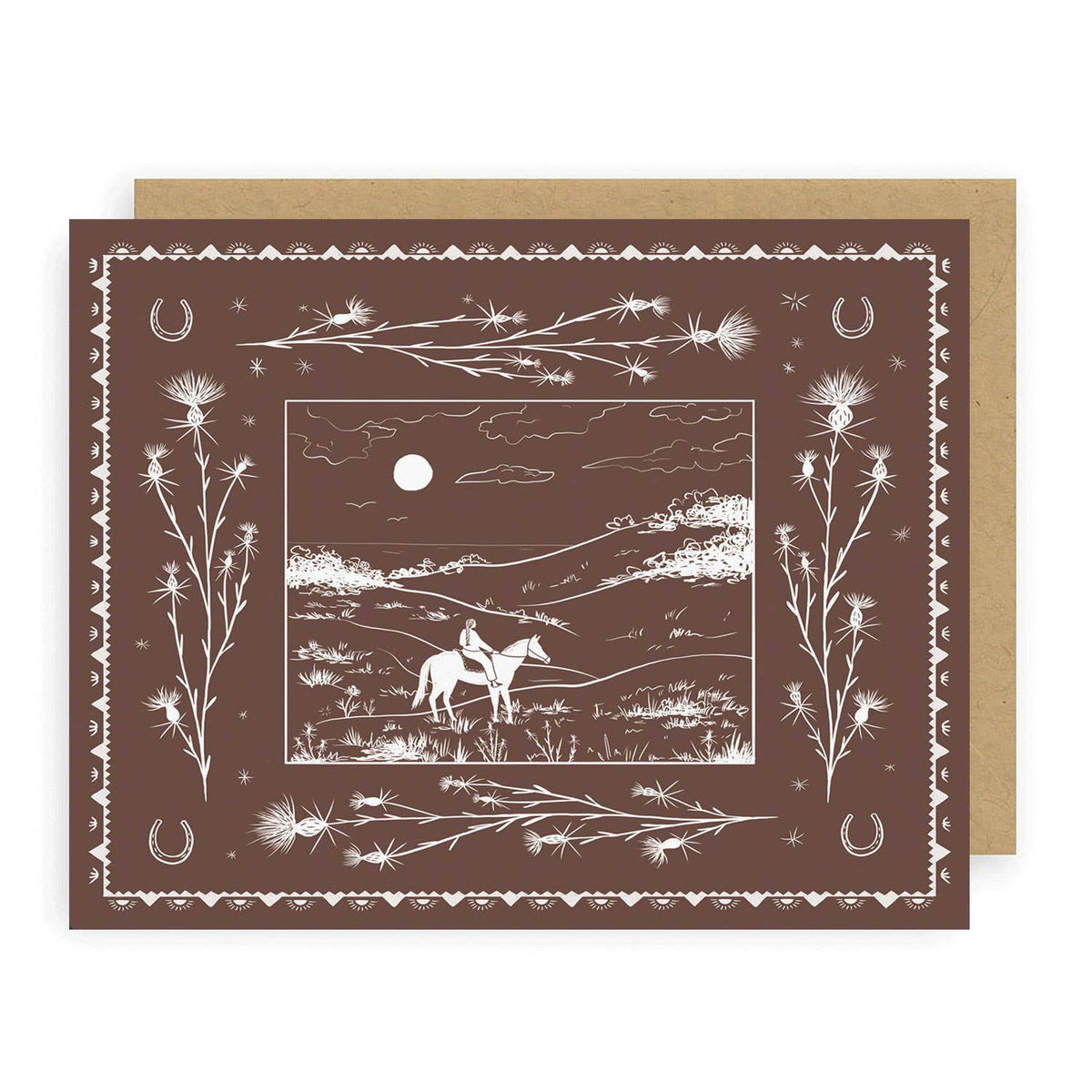 Pastures Greeting Card - Western Theme, Horse Illustration