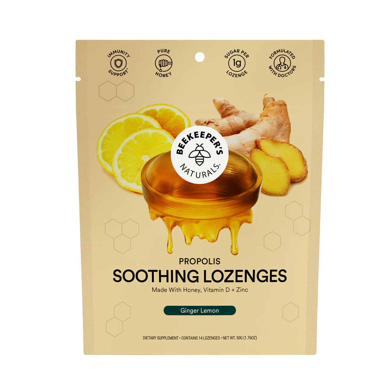 Beekeeper's Naturals Soothing Lozenges Ginger Lemon