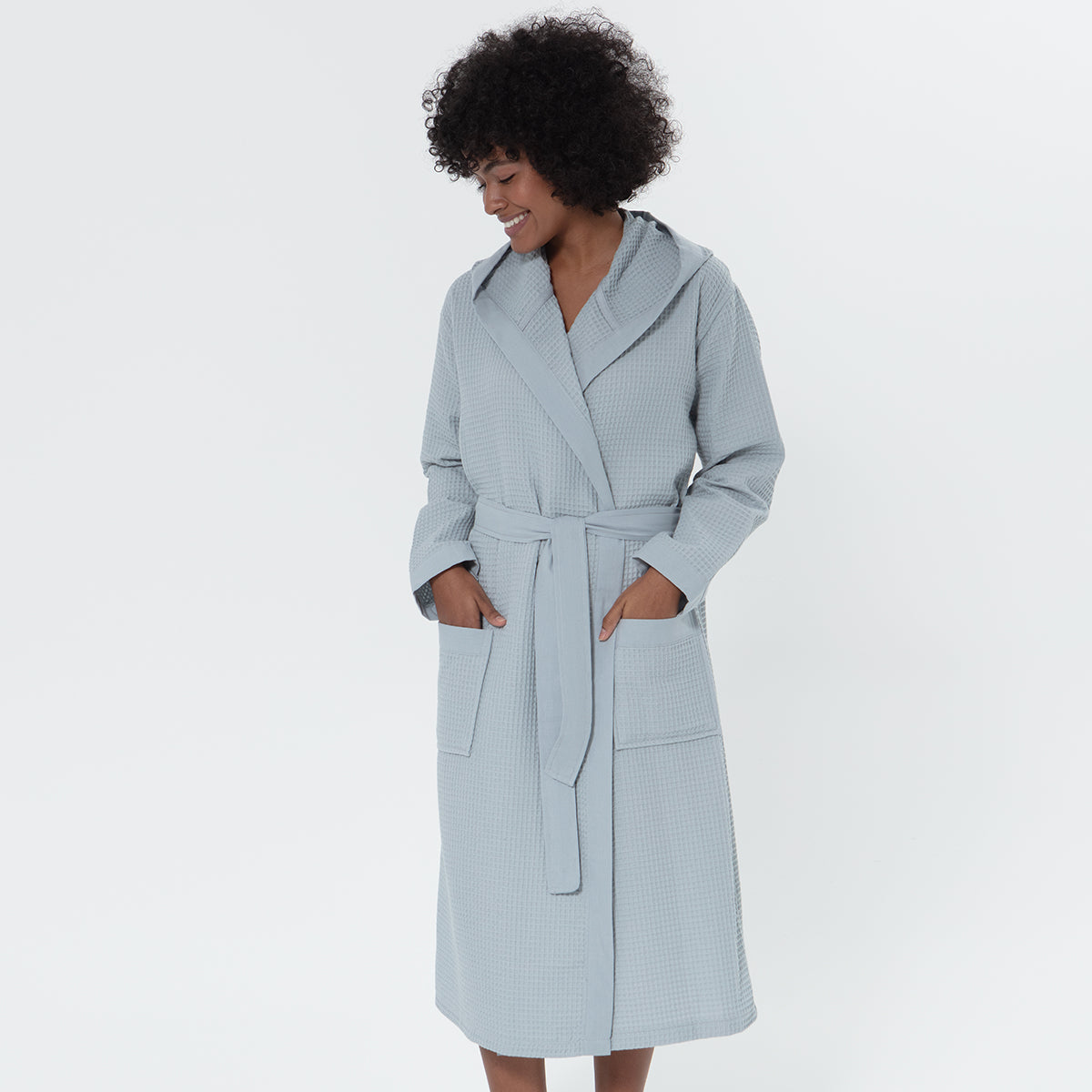 Seyante Turkish Cotton Waffle Hooded Robe