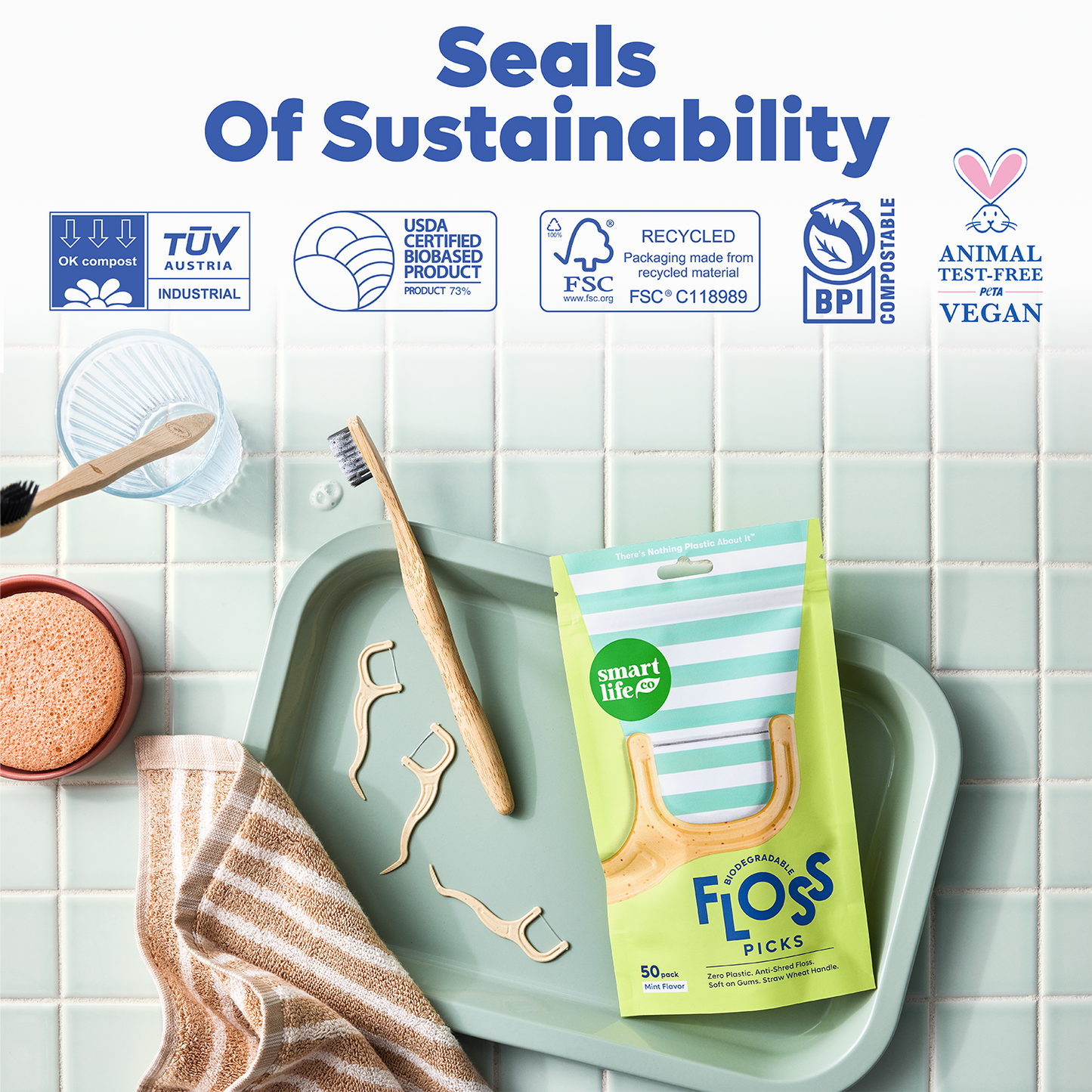 Biodegradable Floss Picks | Mint | PFA Free