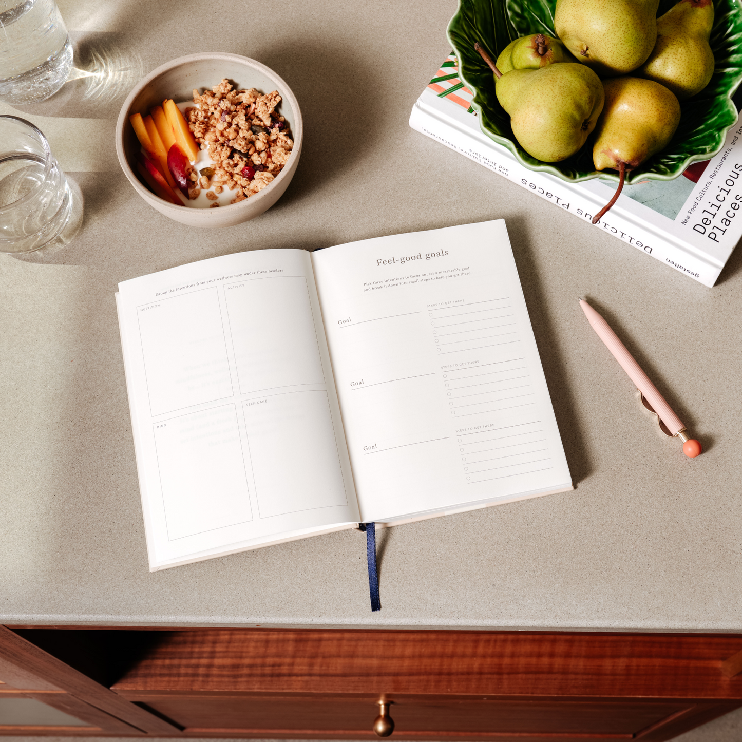 Guided Wellness Journal, A5 Hardcover - Tulip Vase