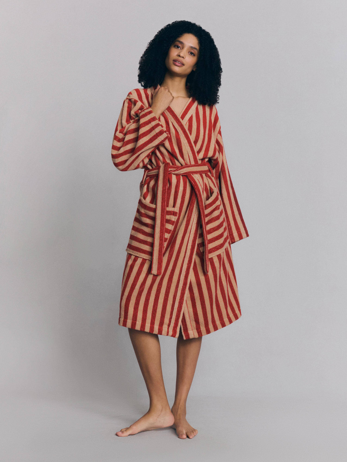 Sandstone Red Pembroke Stripe Cotton Robe