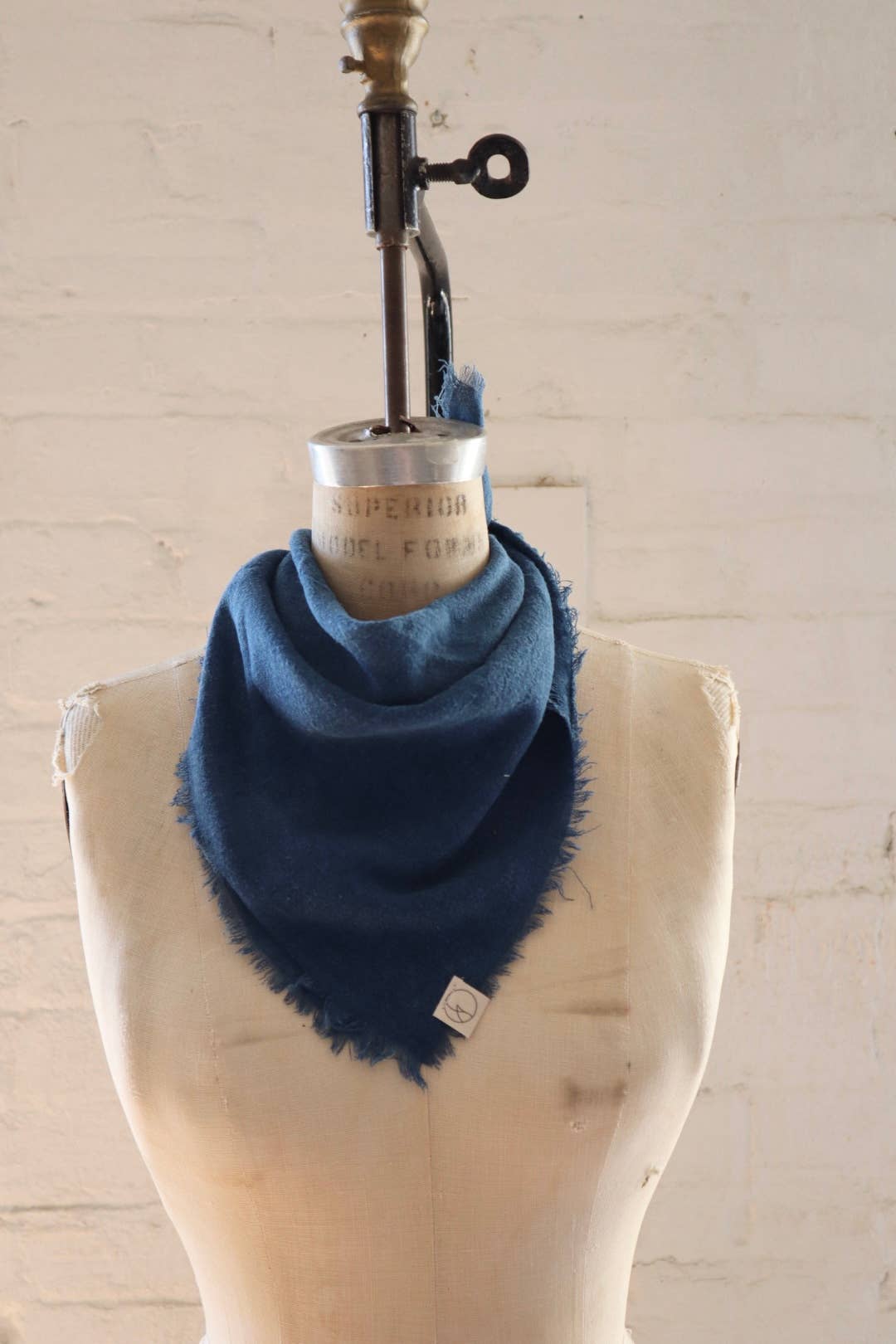 Ocean Indigo Solid Naturally Dyed Raw Silk Bandana