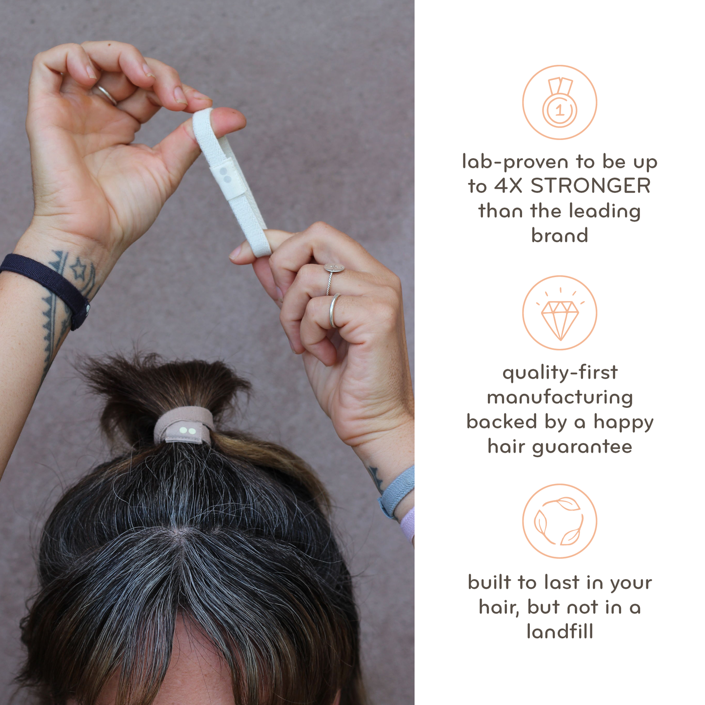 Plastic-free Flat Hair Ties - Organic Cotton, Earth Tints