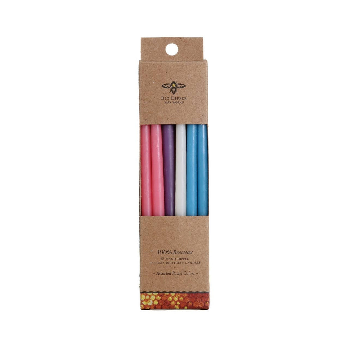 Birthday Candles – 100% Pure Beeswax – 6” Hand-Dipped: Natural
