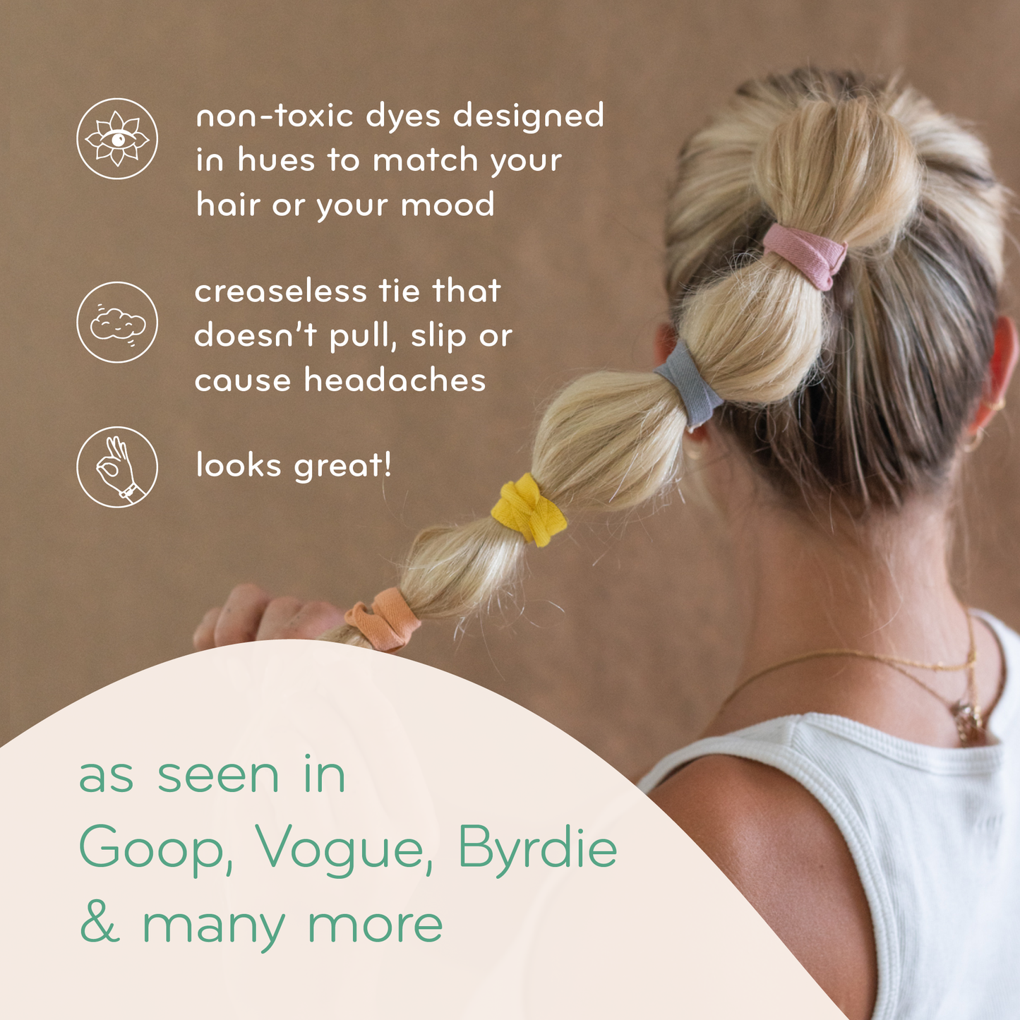 Plastic-free Flat Hair Ties - Organic Cotton, Earth Tints