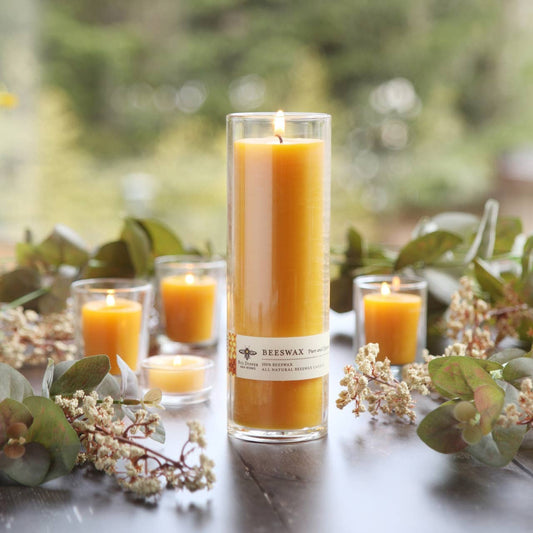 Sanctuary Glass Candle – 100% Pure Beeswax – 90 Hour Burn