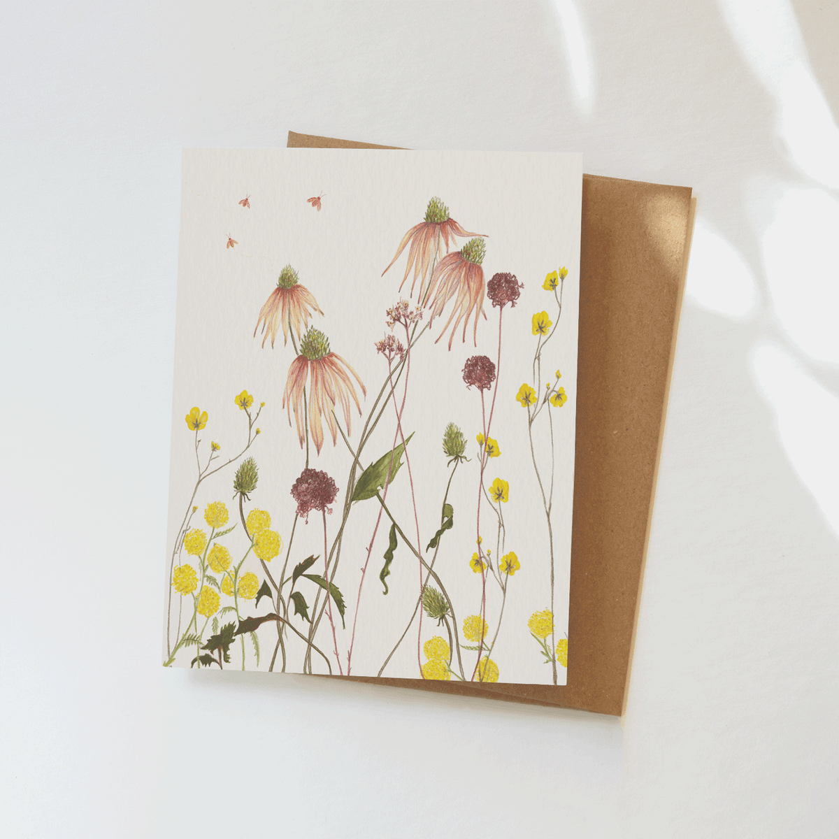 Garden Flowers Greeting Card - Hand-Painted Floral Notecard