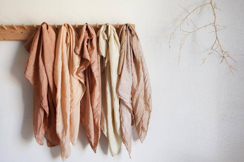 Hand Dyed 100% Silk Scarves Neutral Earthy tones