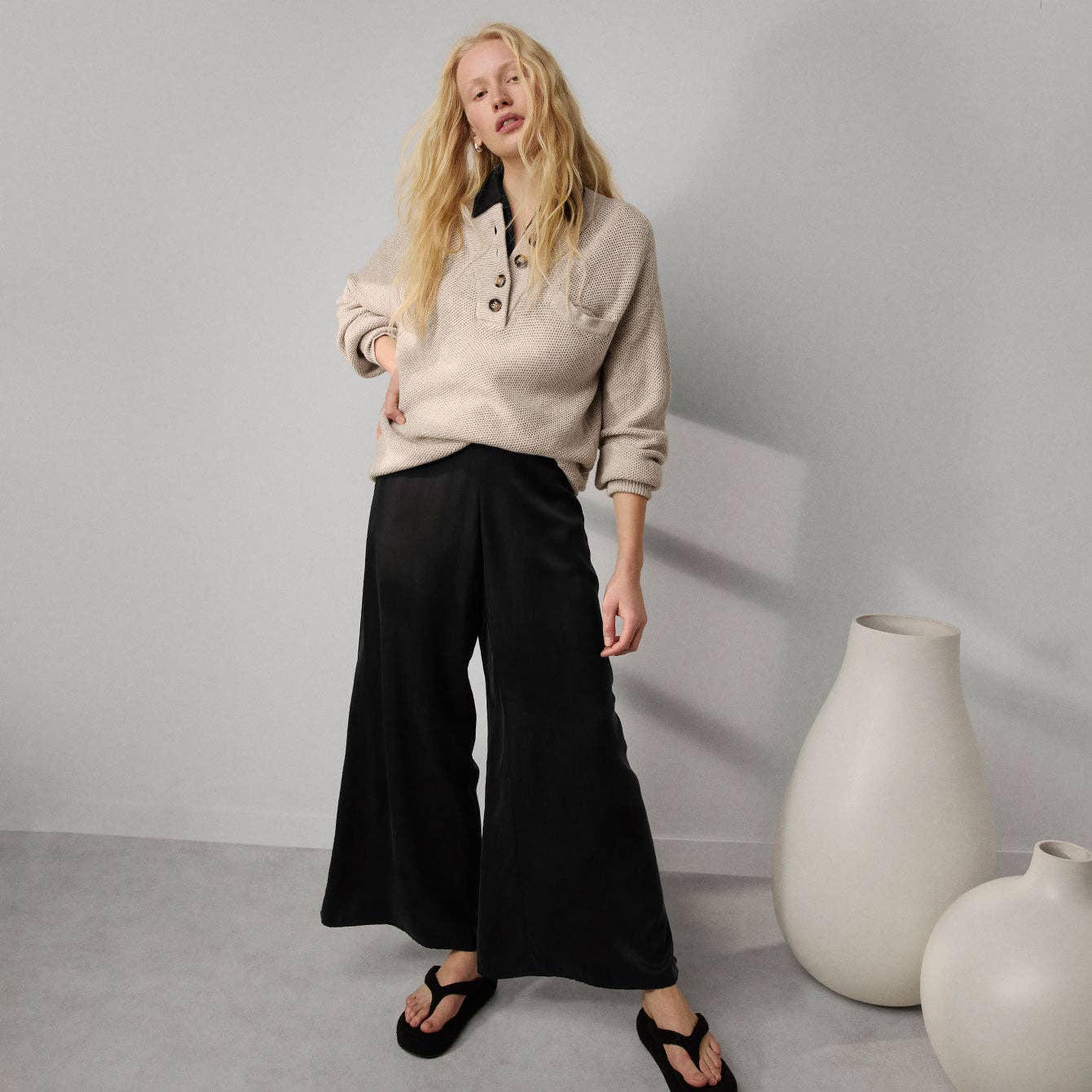 Washable Silk High Rise Pant Set