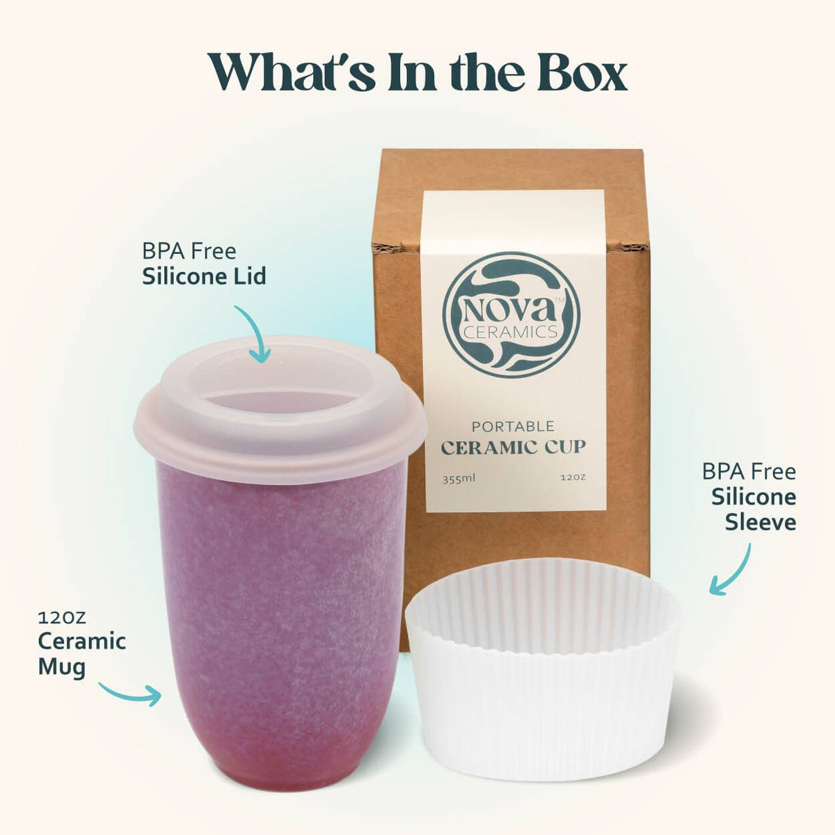 AstralBloom Ceramic Travel Mug – 12oz Travel Mugs for Coffee