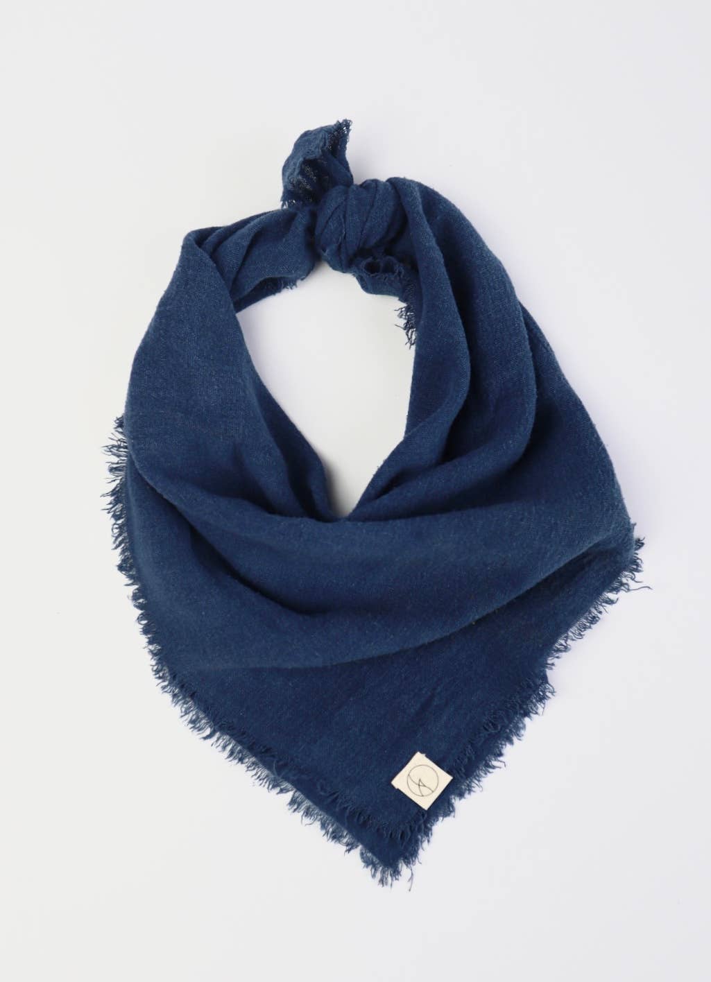 Ocean Indigo Solid Naturally Dyed Raw Silk Bandana
