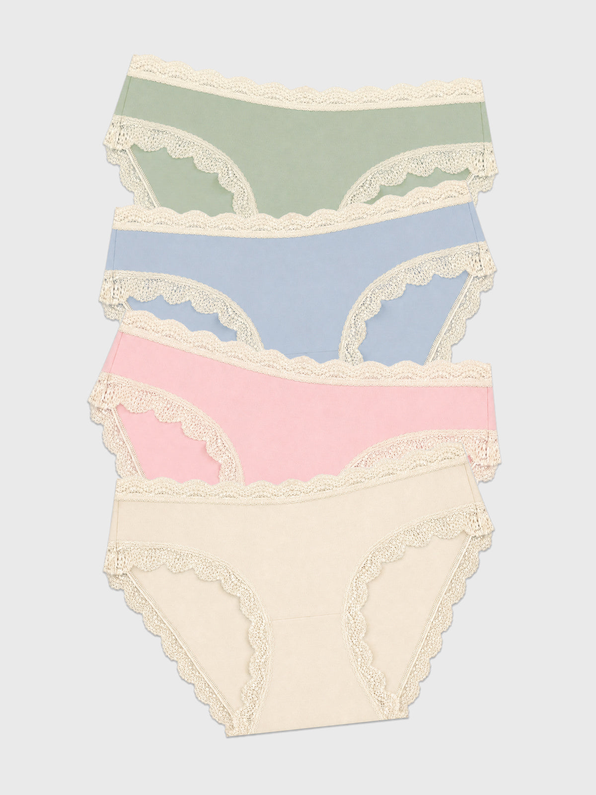 Stripe and Stare 4 Pack Knickers - Eucalyptus