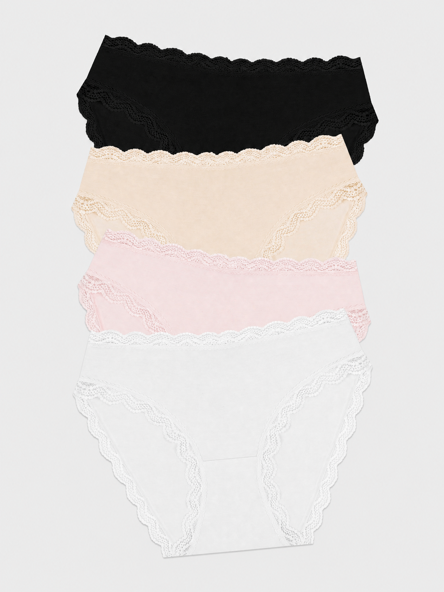 Stripe and Stare 4 Pack Mid Rise Knickers - Sand