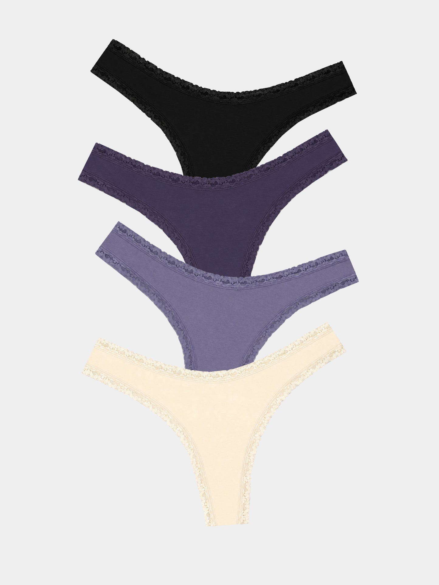 Stripe and Stare 4 Pack Thong - Night Fog