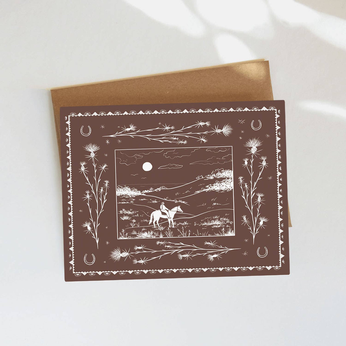 Pastures Greeting Card - Western Theme, Horse Illustration