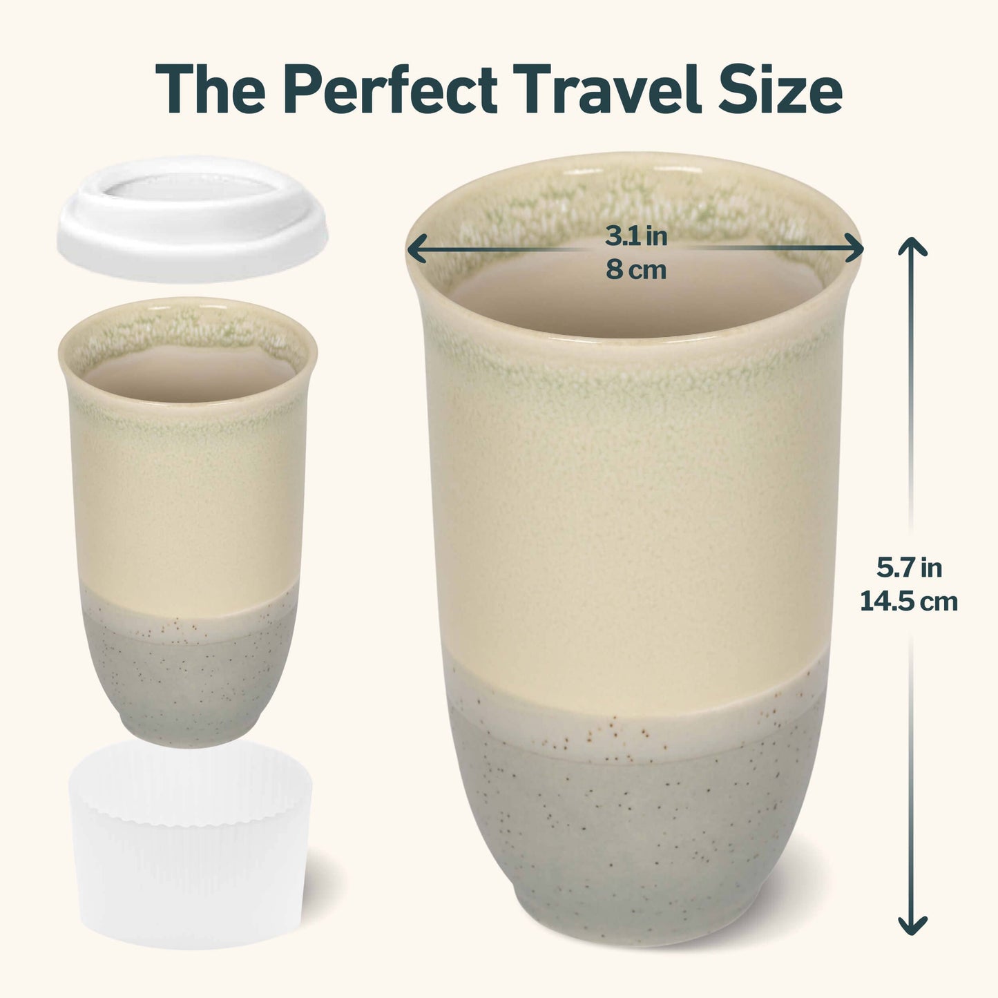 Mist Ceramic Travel Cup – 16oz with Lid & Sleeve
