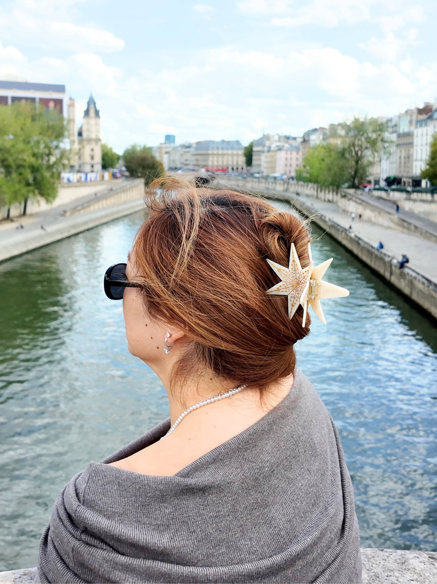 Hand-painted Celestial Star Claw Hair Clip | Eco-Friendly