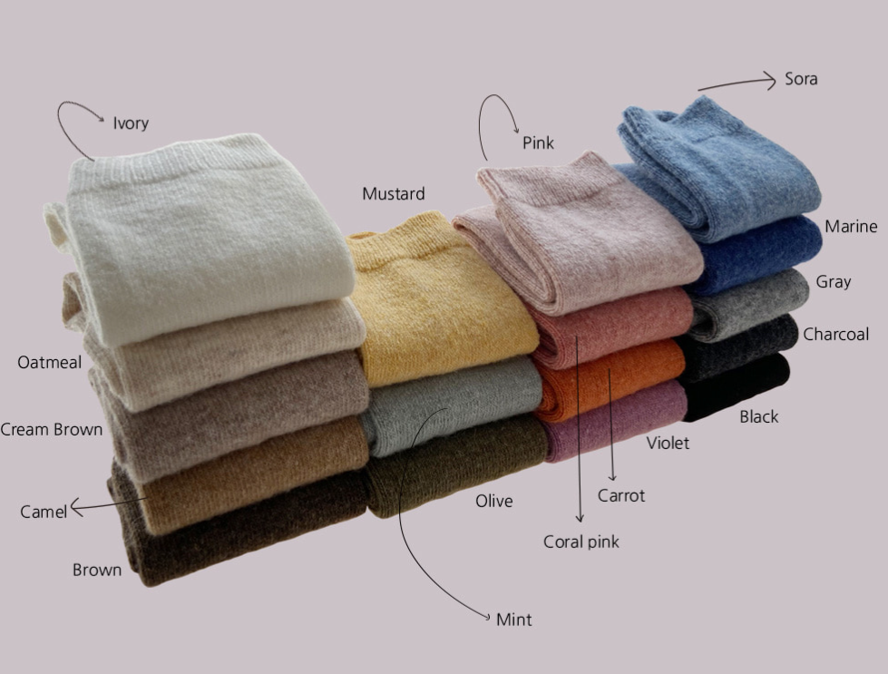 Premium Line 17 Color Options Cashmere Wool Socks