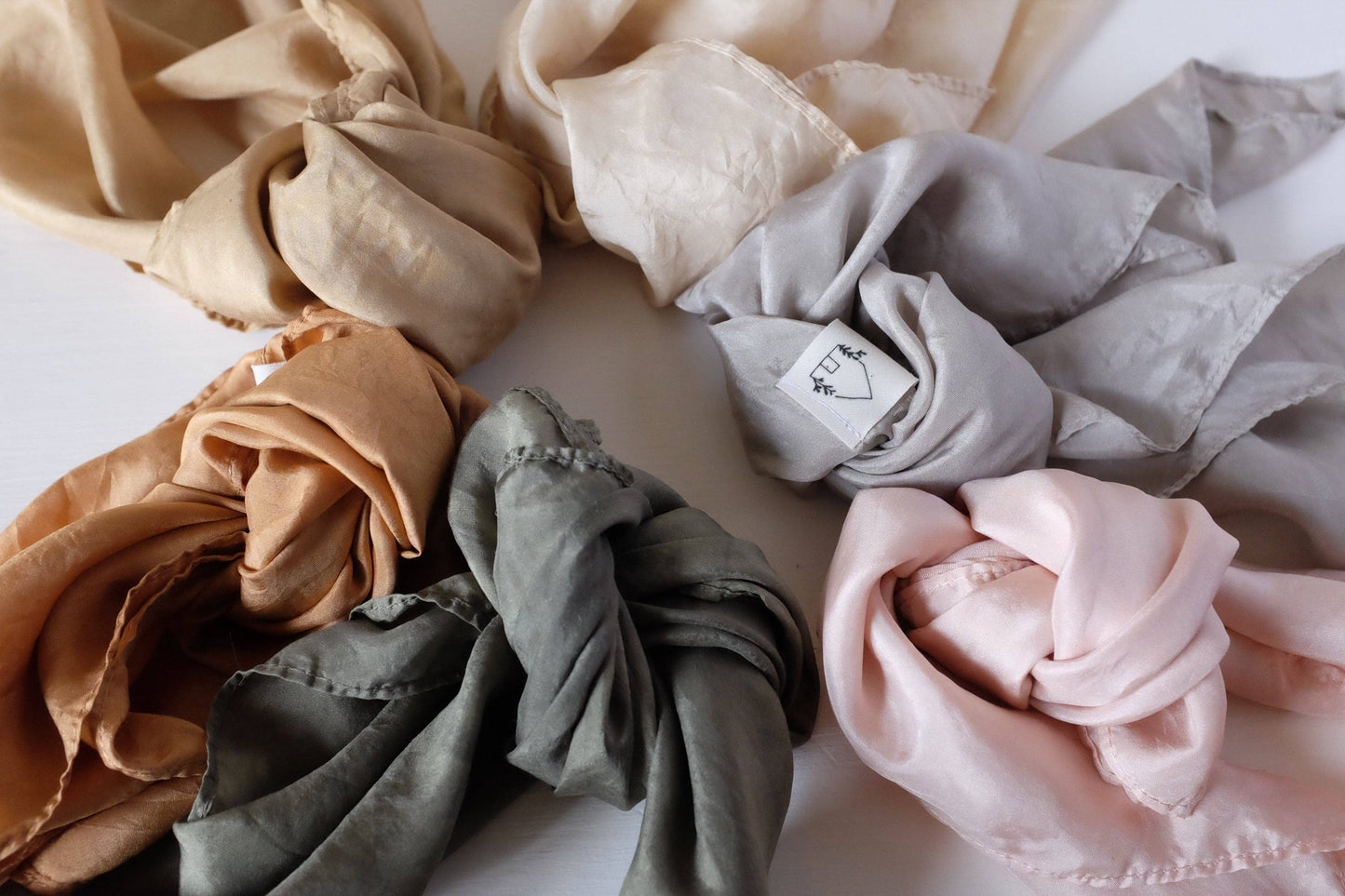 Hand Dyed 100% Silk Scarves Neutral Earthy tones