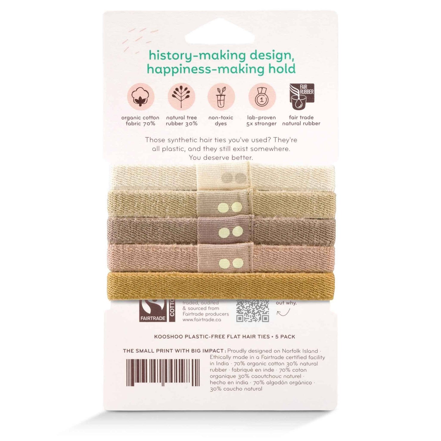 Plastic-free Flat Hair Ties - Biodegradable, Organic, Blond
