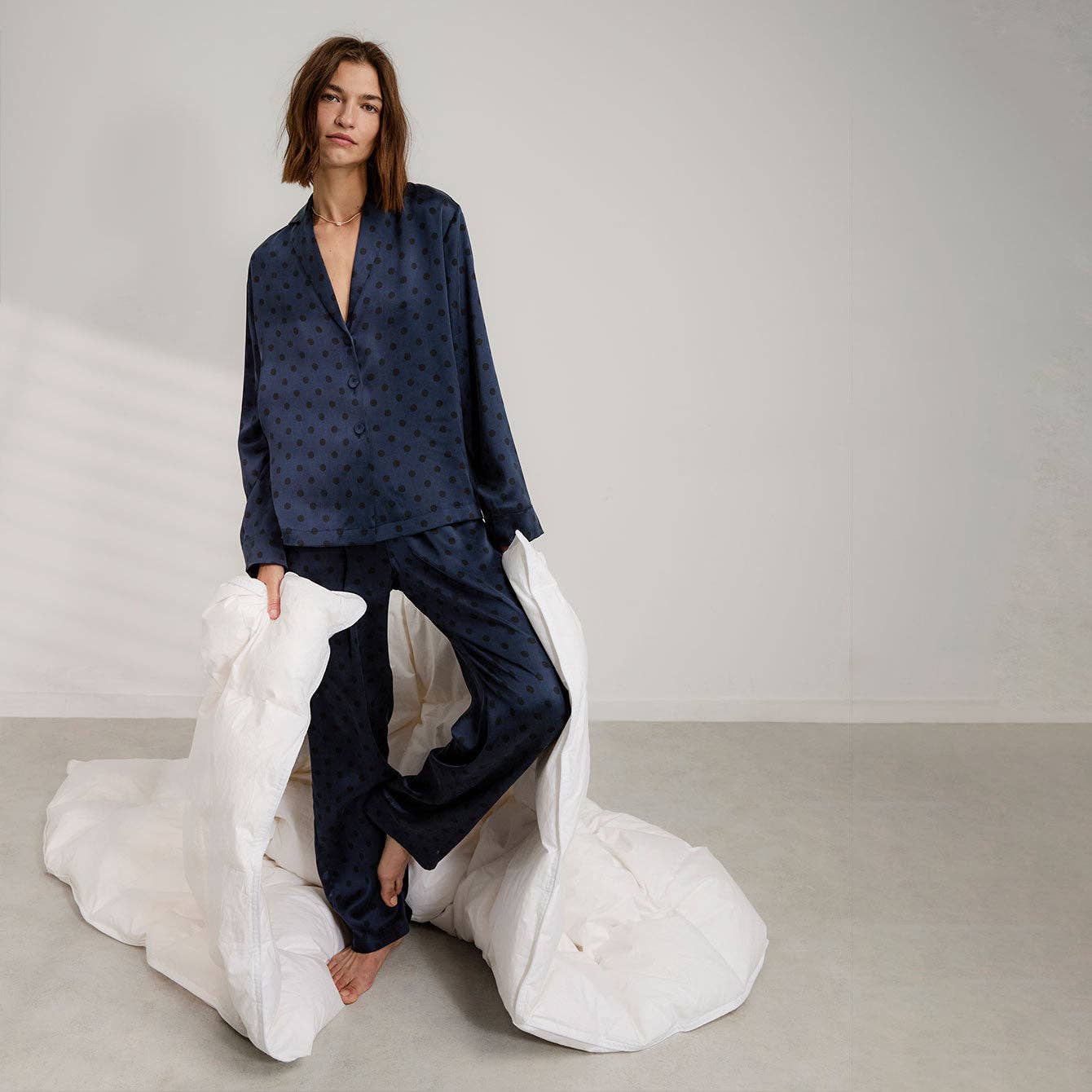 Washable Silk Long Sleeve Pant Set