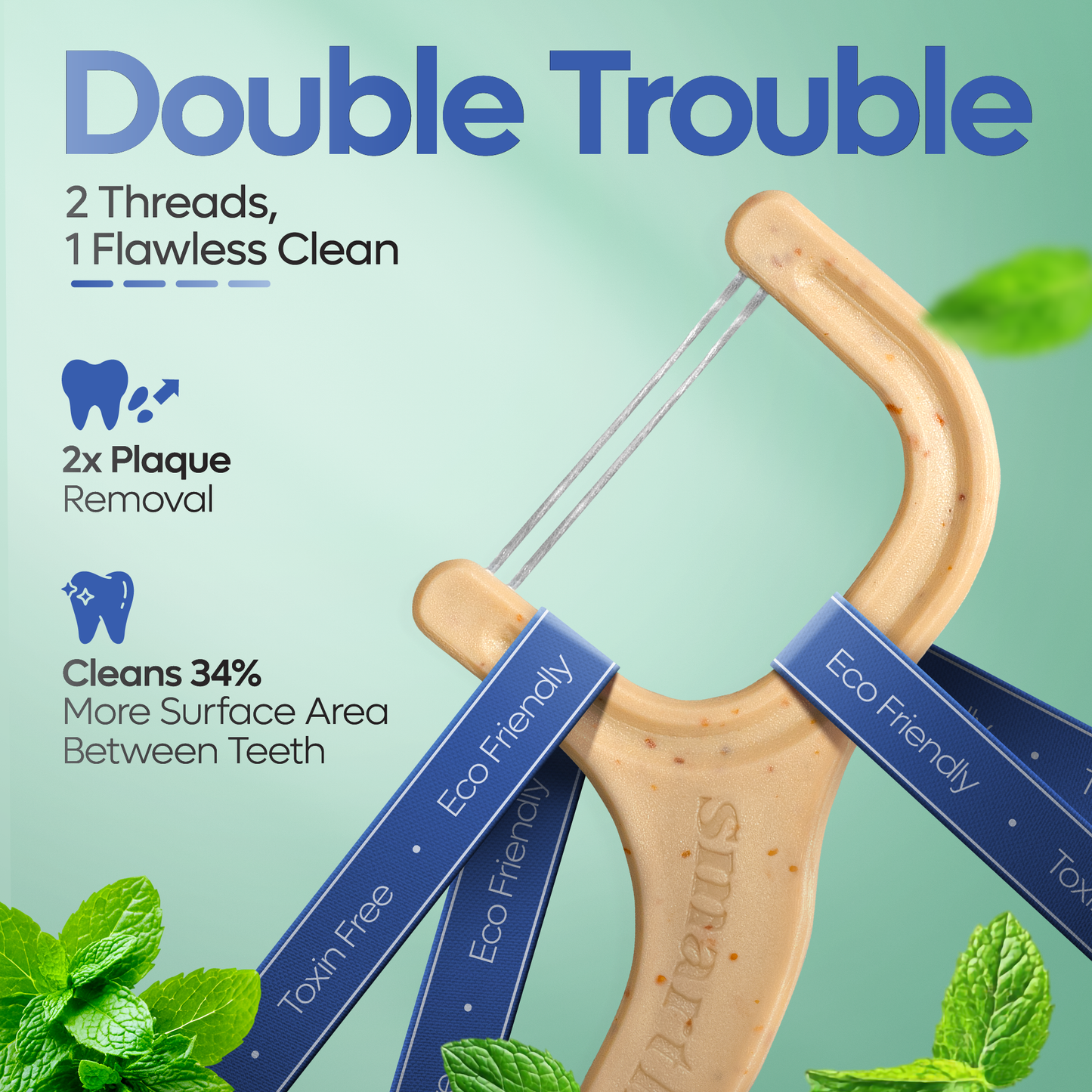 Eco-Friendly Dual Thread Floss Picks | Mint | PFA Free