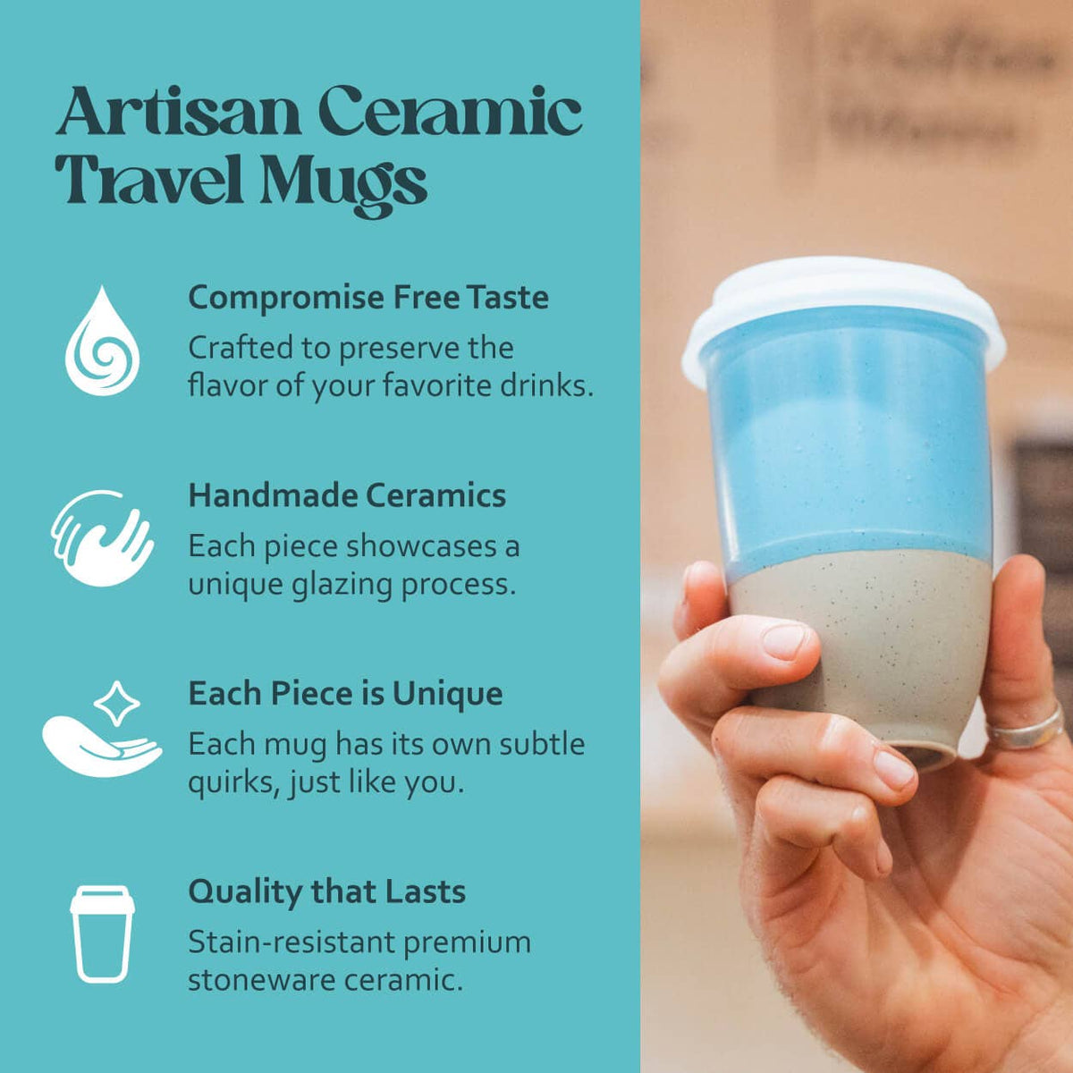 Lagoon Ceramic Coffee Cup – 12oz  Sustainable Coffee Cup