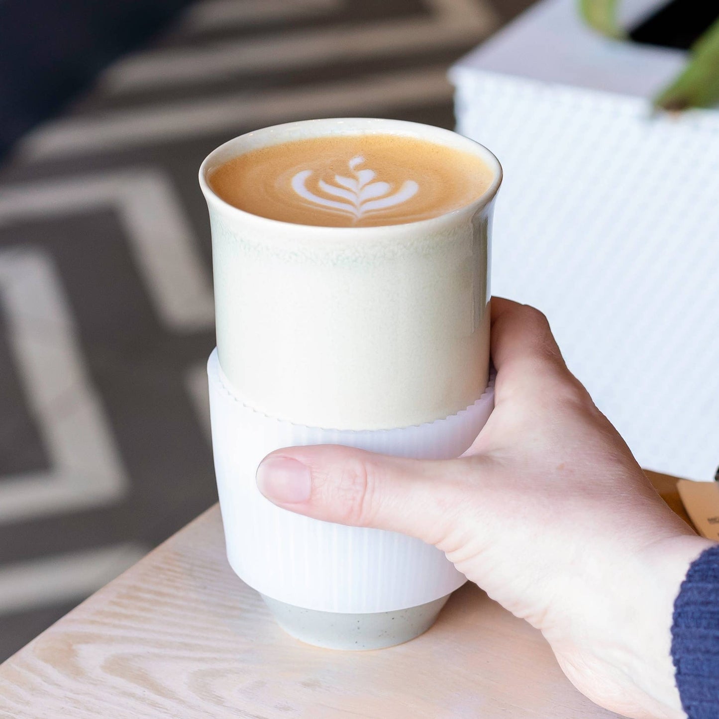 Mist Ceramic Travel Cup – 16oz with Lid & Sleeve