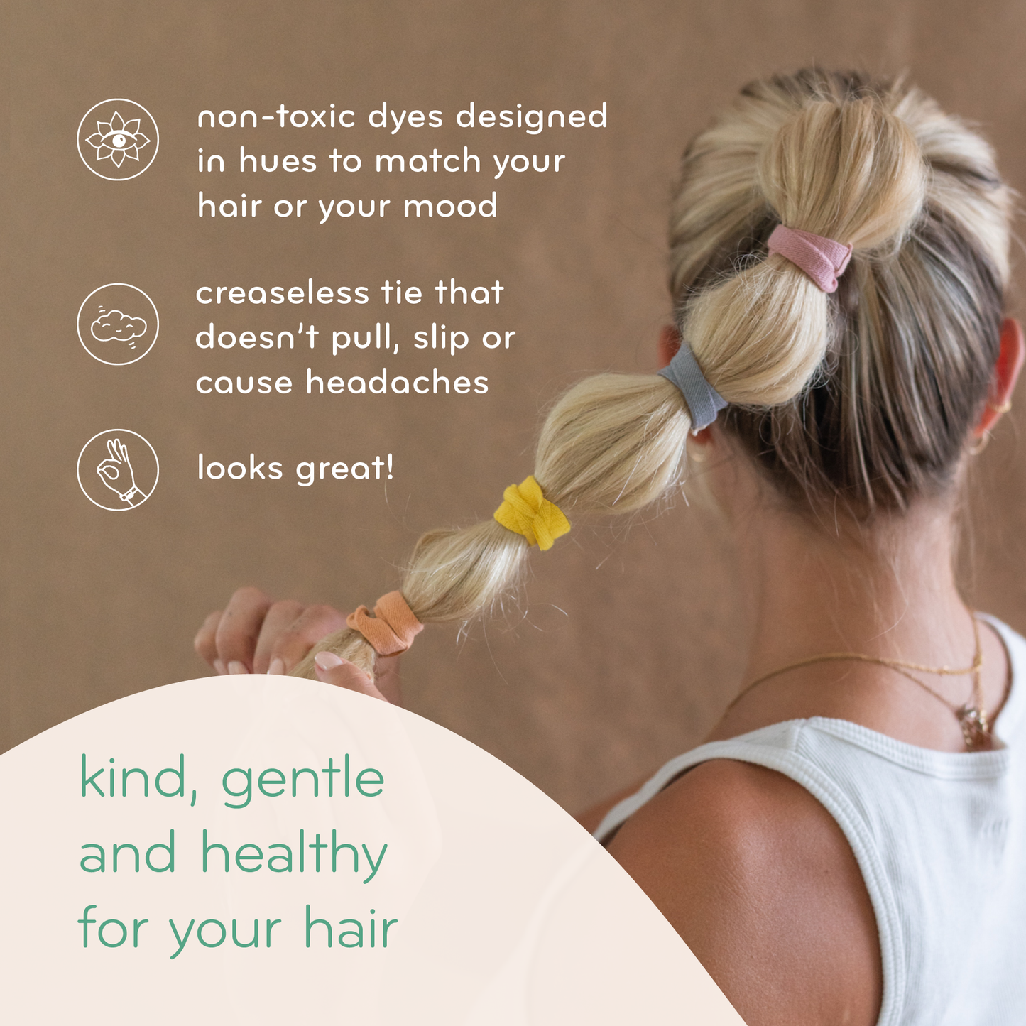 Plastic-free Flat Hair Ties - Biodegradable, Organic, Blond