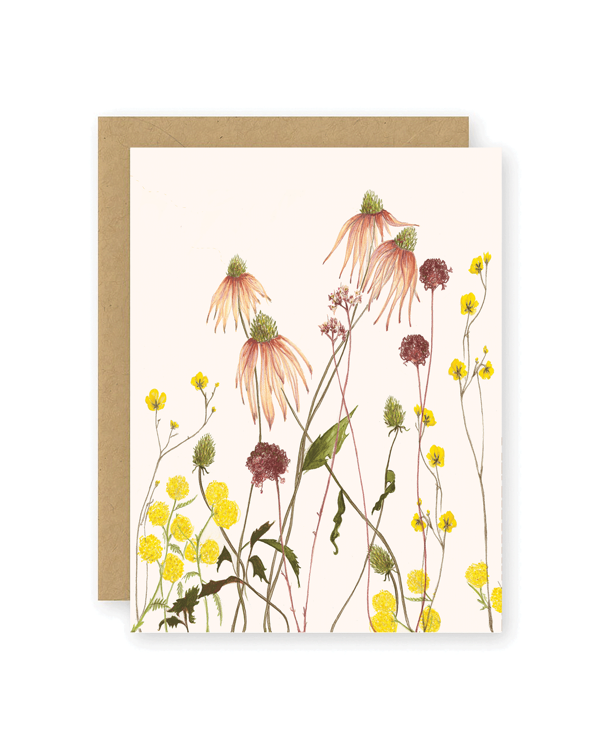Garden Flowers Greeting Card - Hand-Painted Floral Notecard