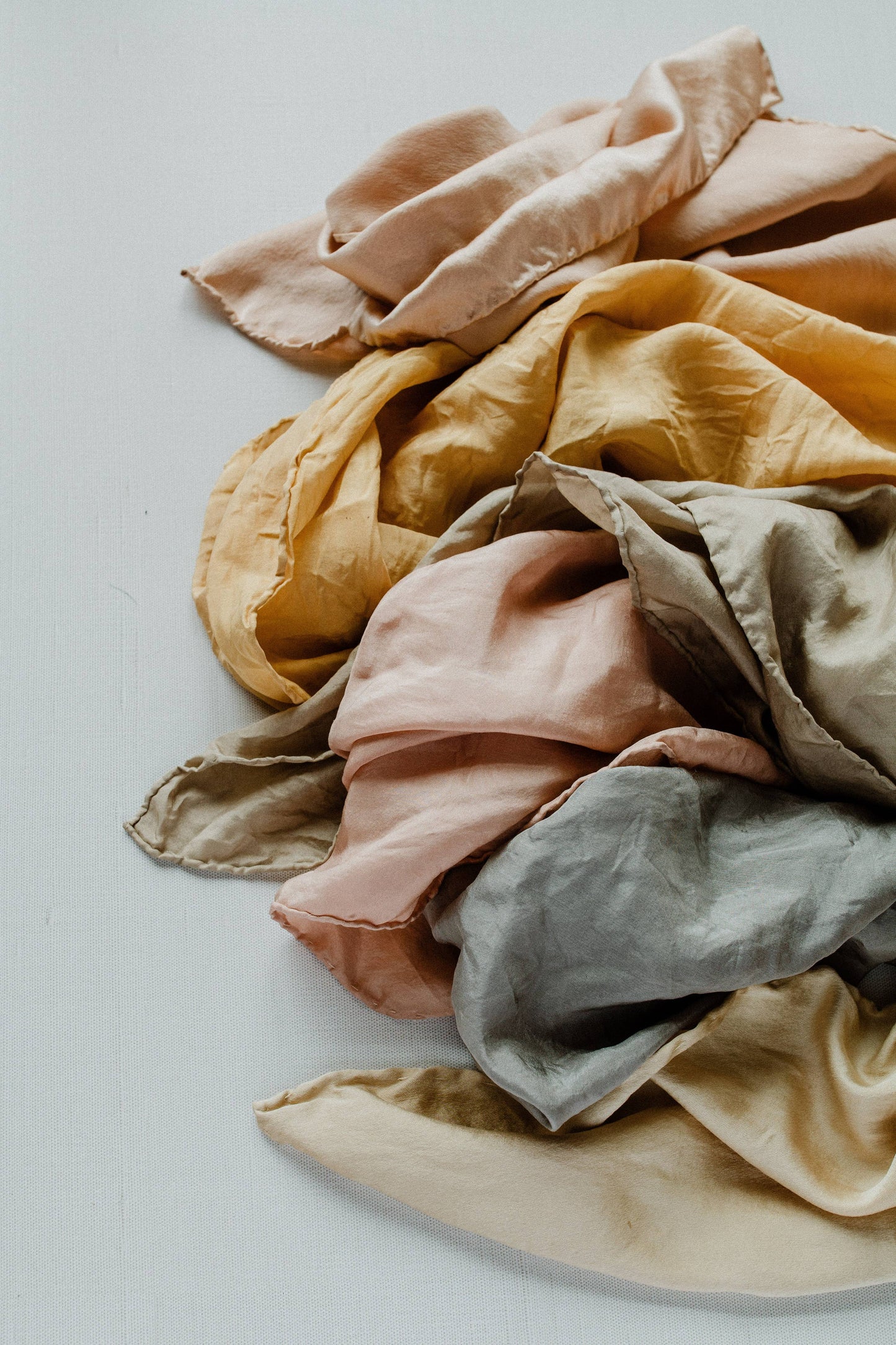 Hand Dyed 100% Silk Scarves Neutral Earthy tones