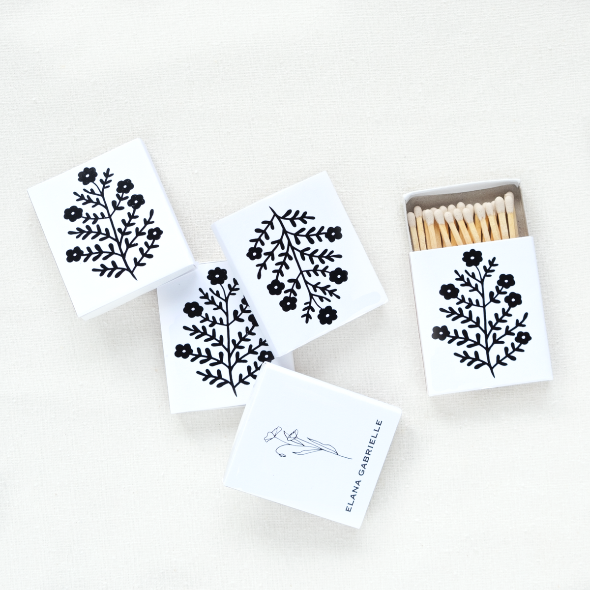 Floral Matchbox - Black and White