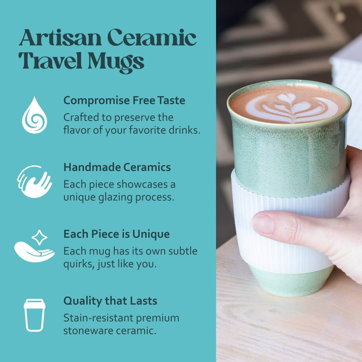 Emerald 16oz Ceramic Travel Mug – Forest-Inspired & Reusable