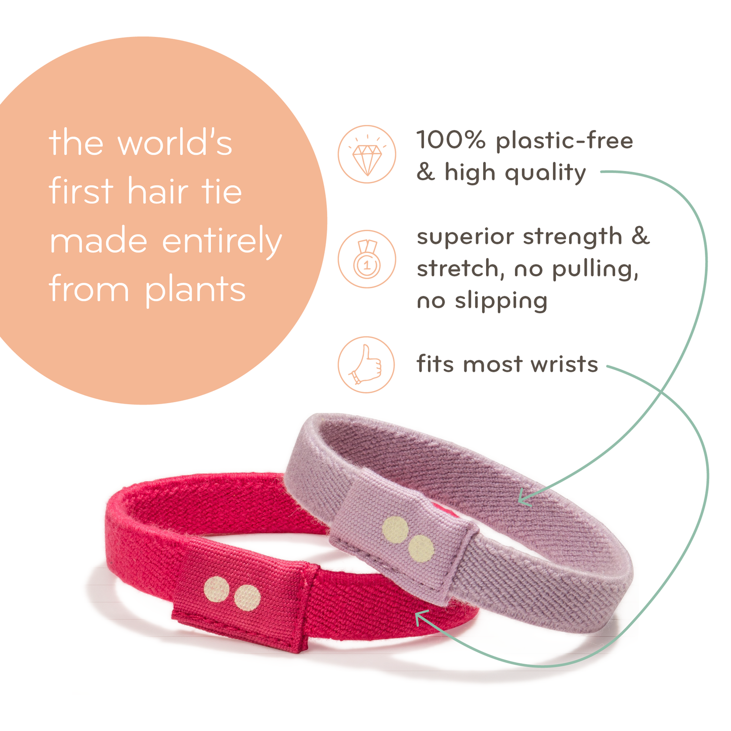 Plastic-free Flat Hair Ties - Biodegradable, Organic, Blond