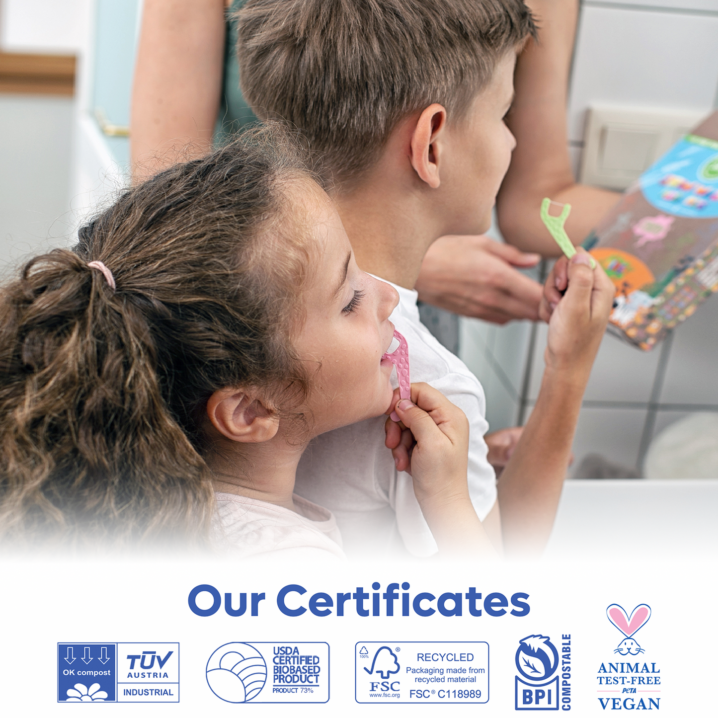 Biodegradable Kids Flossers | Mint | PFA Free