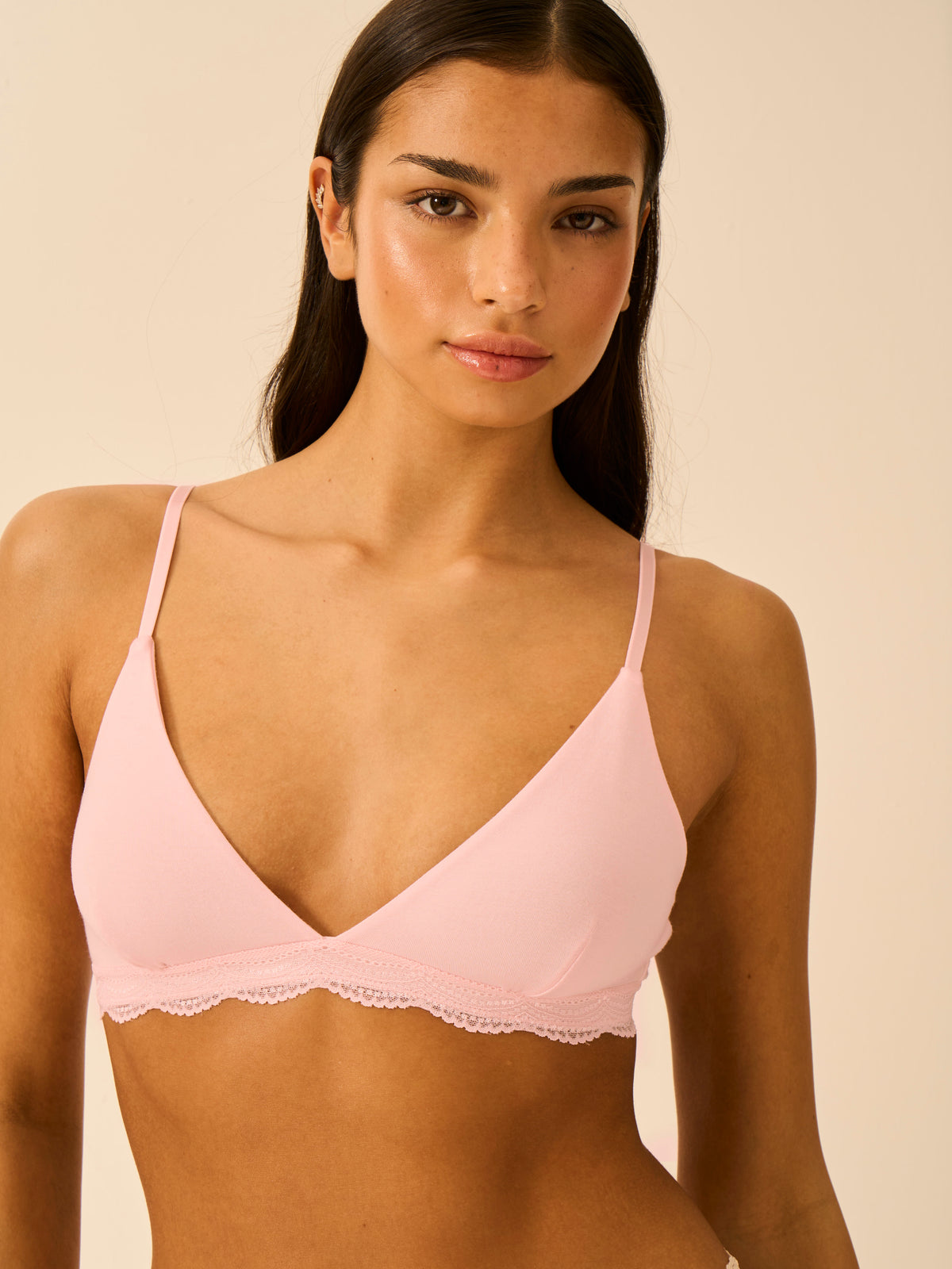 Stripe and Stare Triangle Lace Bralette - Pink-a-Boo