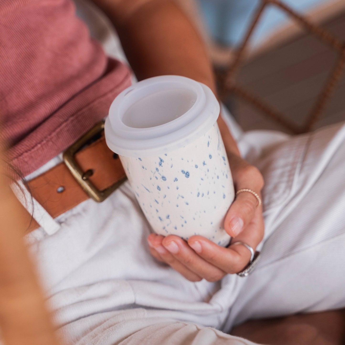 Orchid Ceramic Travel Mug – 16oz with Lid & Sleeve