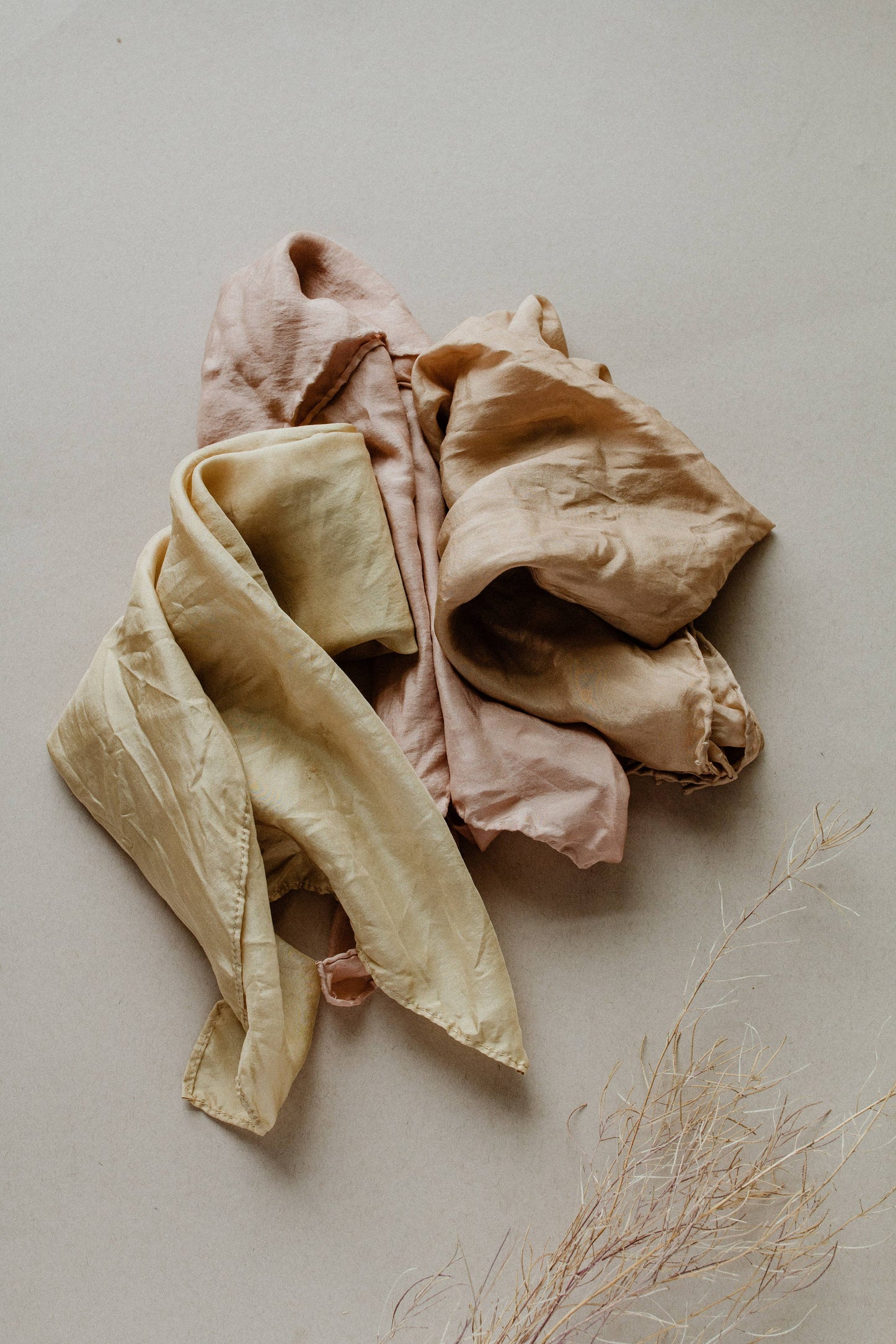 Hand Dyed 100% Silk Scarves Neutral Earthy tones