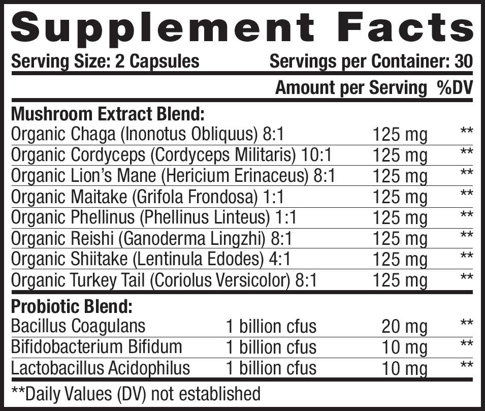 SuperBiome Mushroom Probiotic Capsules