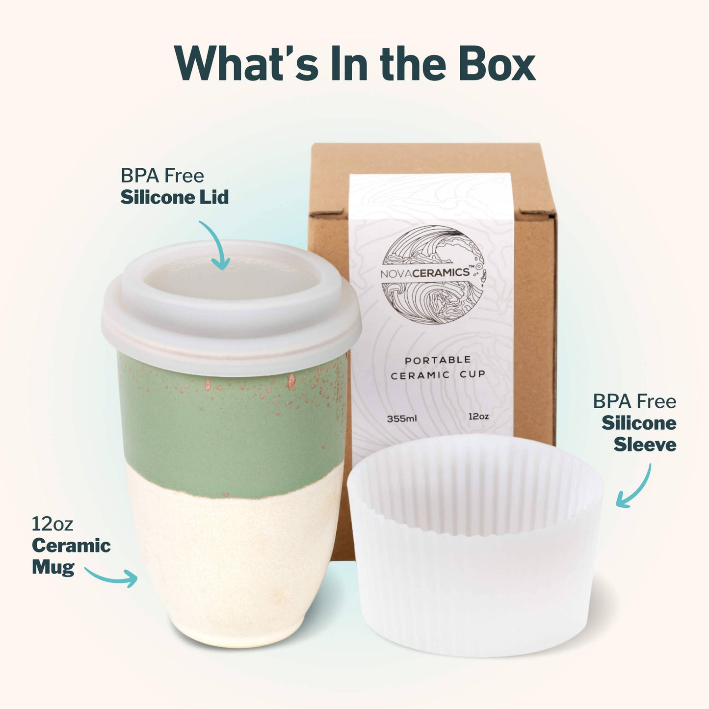 Sage Green Ceramic Travel Mug – 12oz Reusable Cup