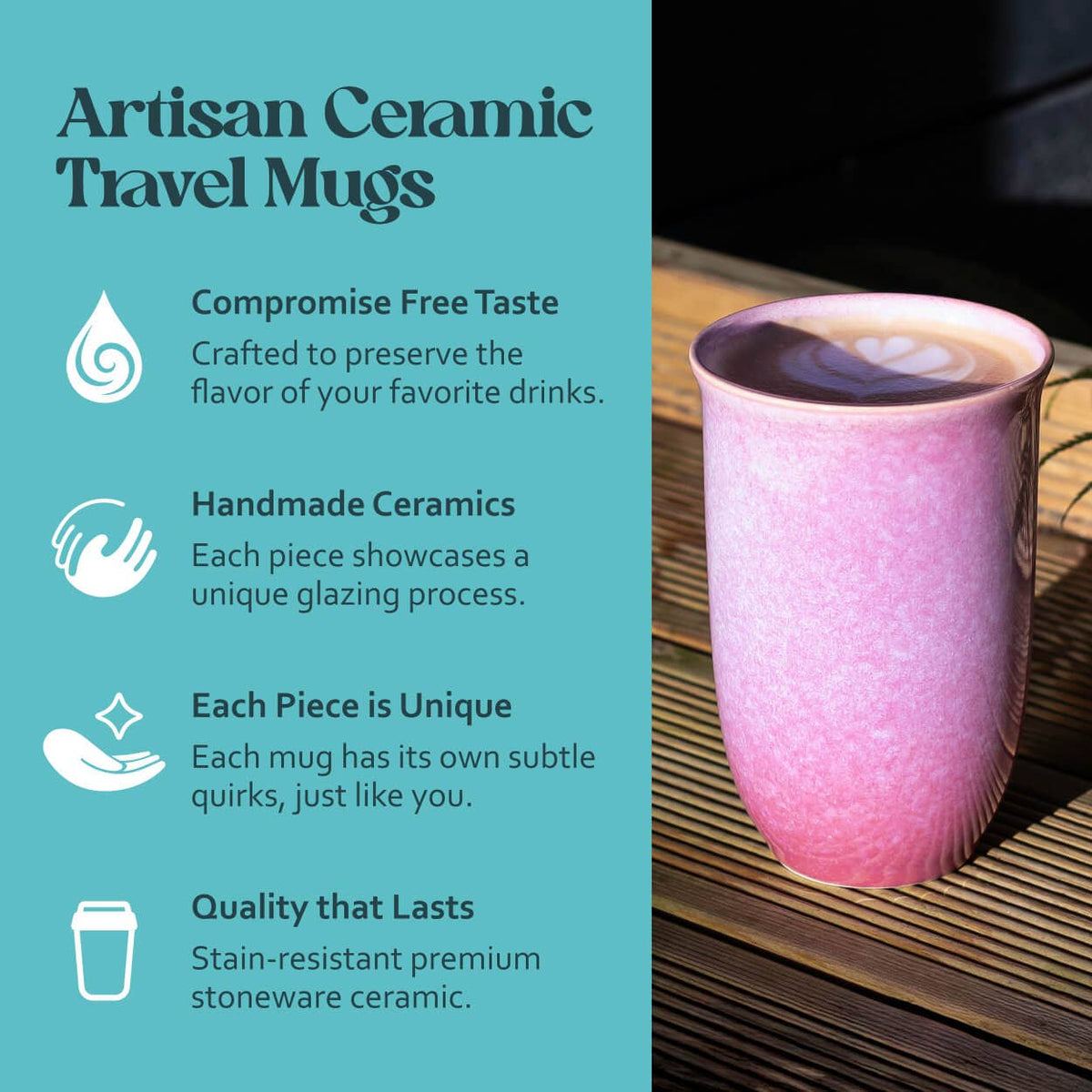 AstralBloom Ceramic Travel Mug – 12oz Travel Mugs for Coffee
