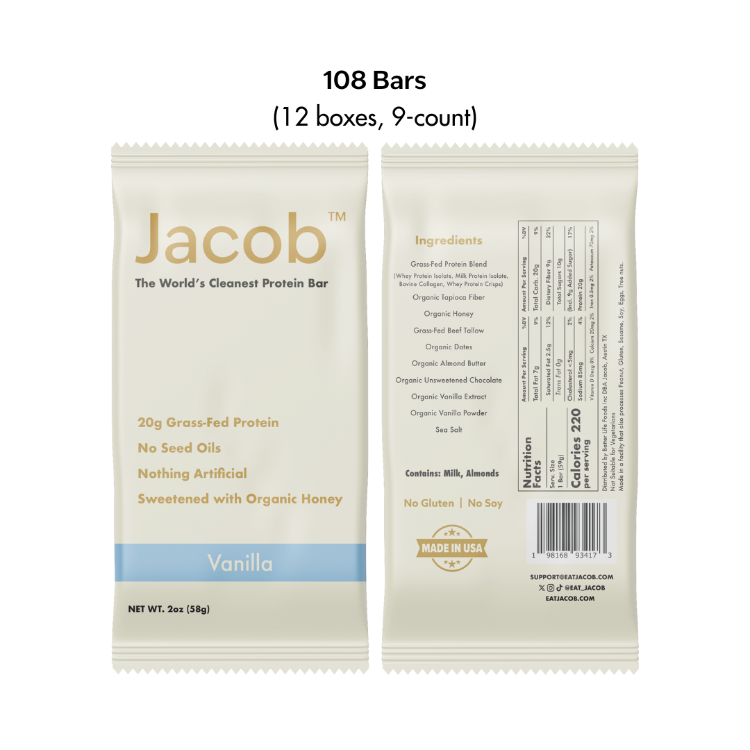 Jacob Protein Bar - Master Case (108 Bars Total)