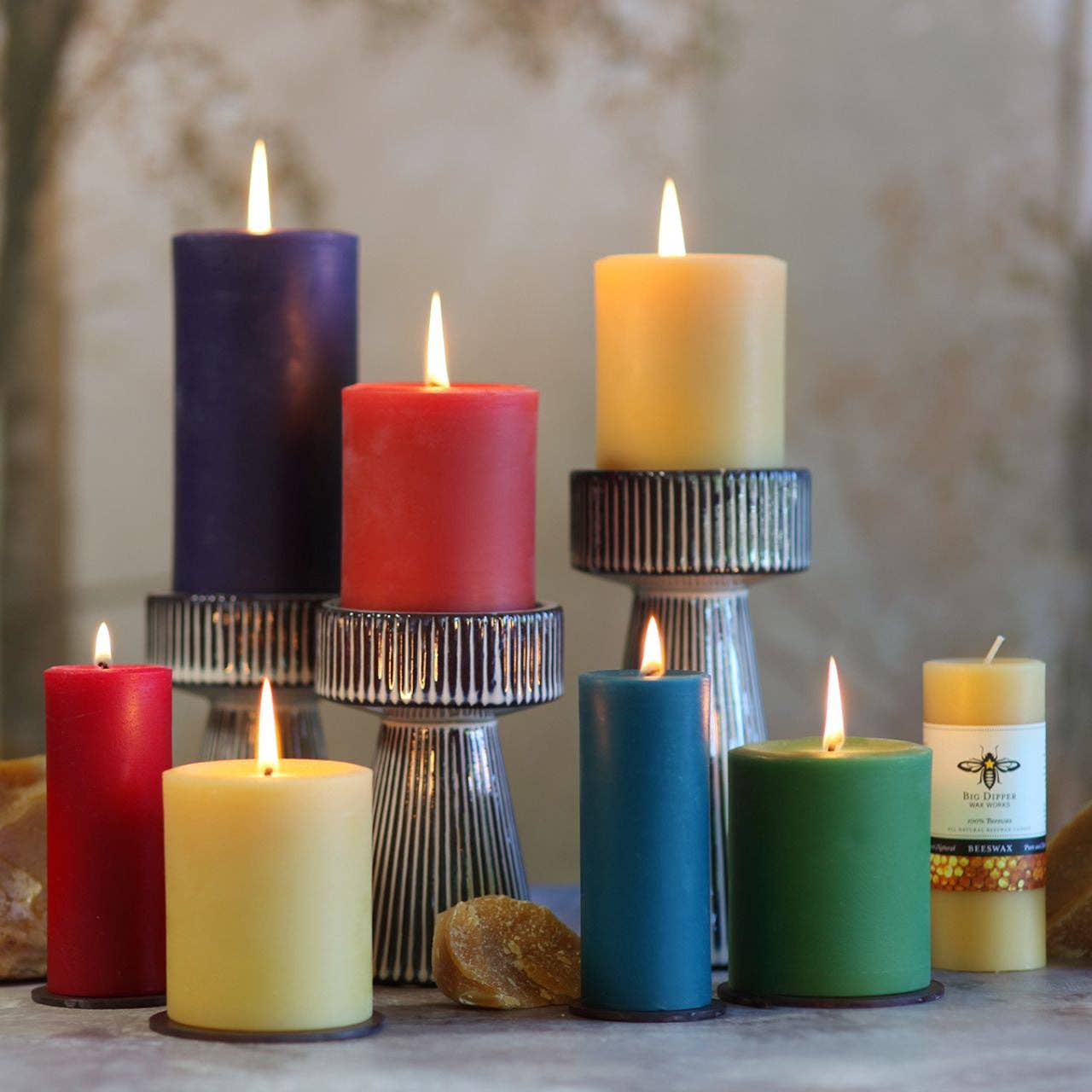 Pillar Candles – 100% Pure Beeswax – Multiple Sizes & Colors