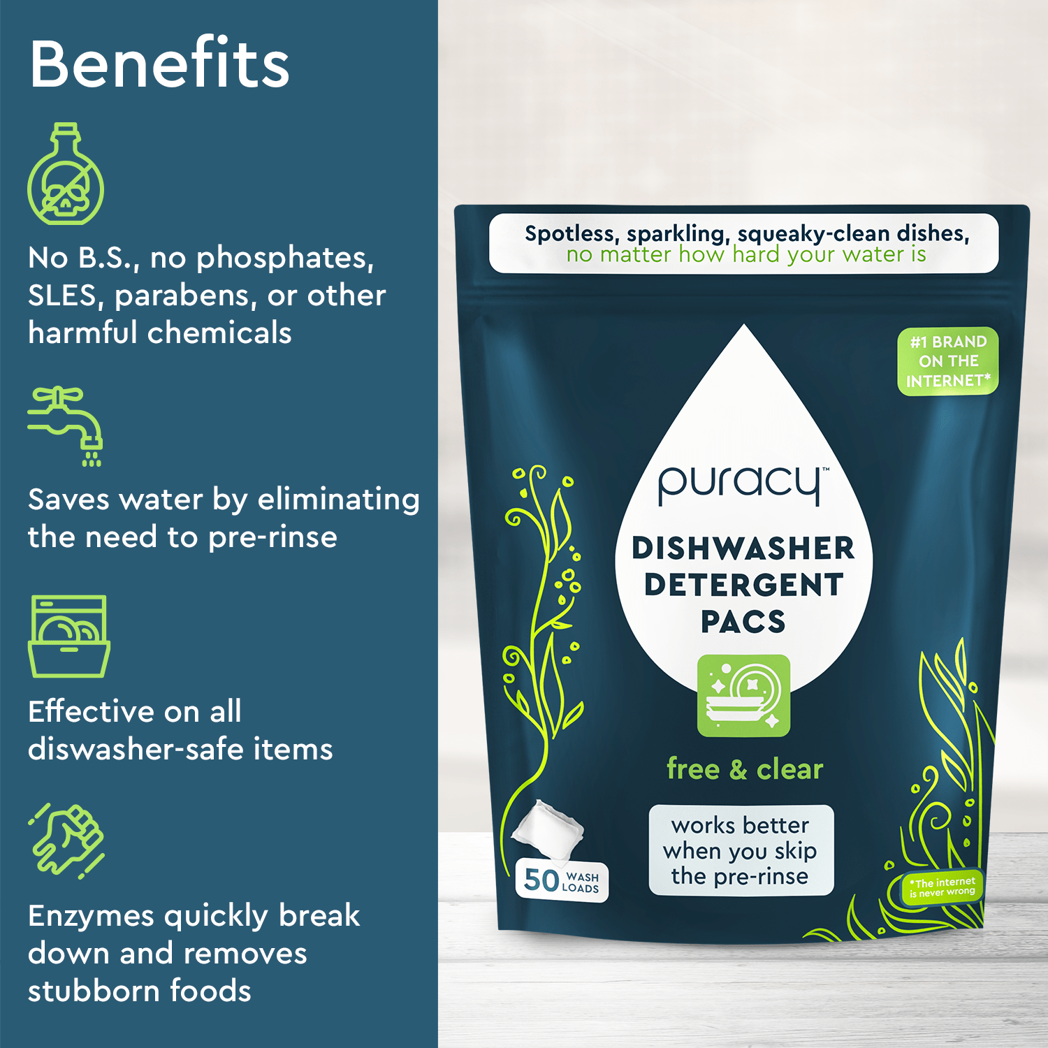 Puracy Natural Dishwasher Detergent Packs - Thumbnail 5