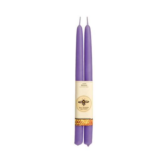 Taper Candles – 100% Pure Beeswax – Hand-Dipped: Lilac / Standard (12" x 7/8")