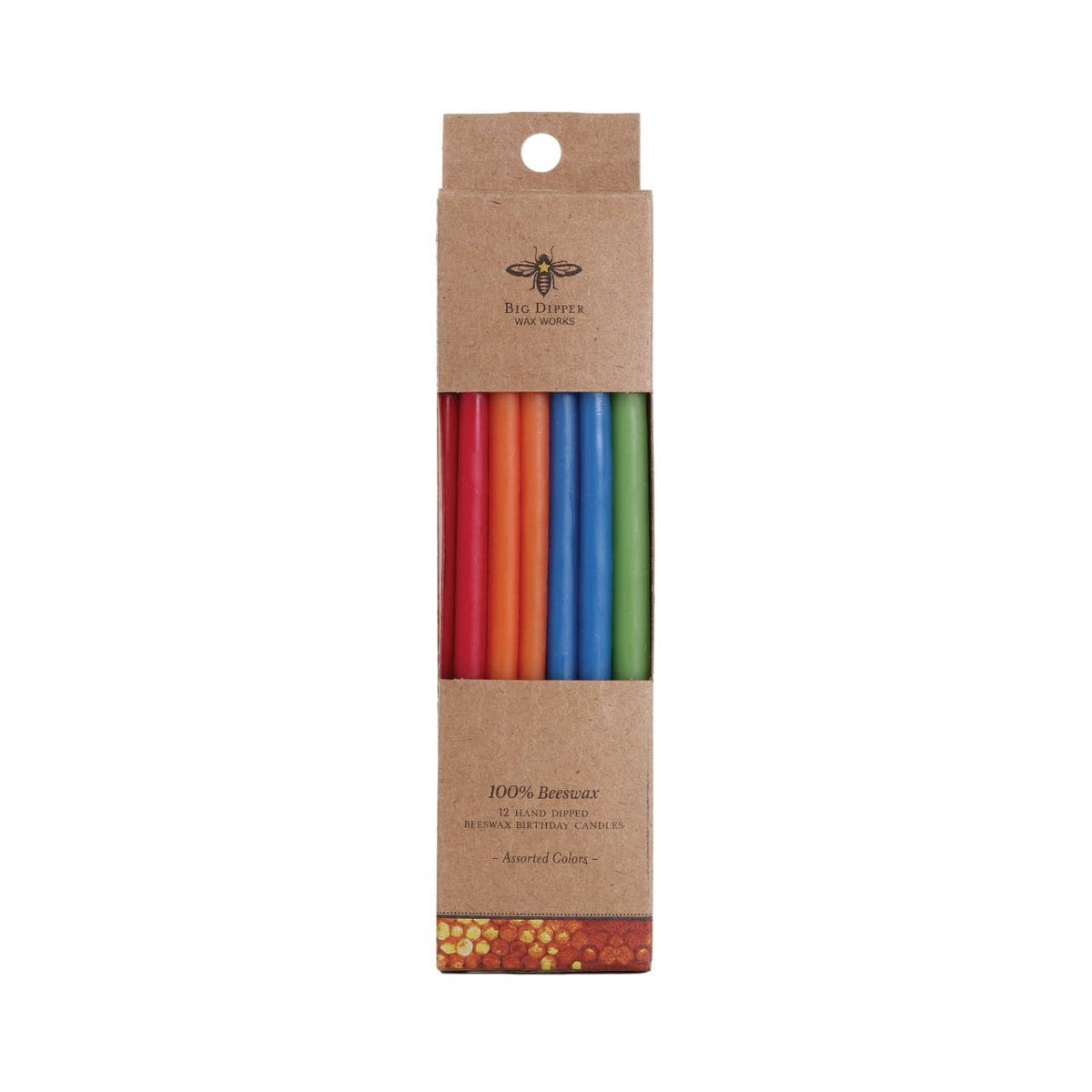 Birthday Candles – 100% Pure Beeswax – 6” Hand-Dipped: Natural
