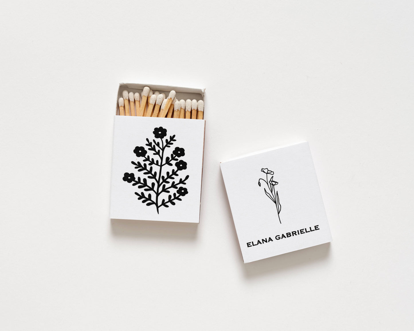 Floral Matchbox - Black and White